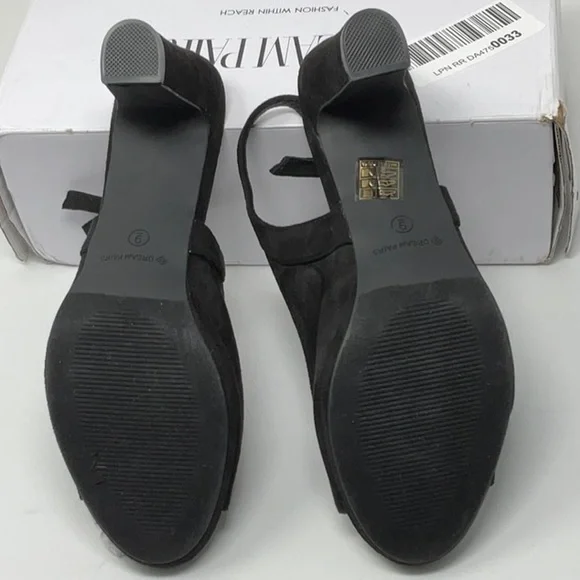 NIB women’s Dream Pairs peep toe black suede heeled shoes, size 9 - Picture 7 of 10